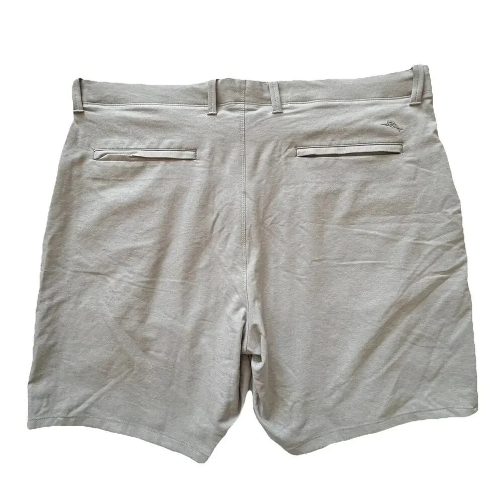 Tommy Bahama Mens Tan Chino Logo Shorts Sz 40 EUC Coastal Preppy